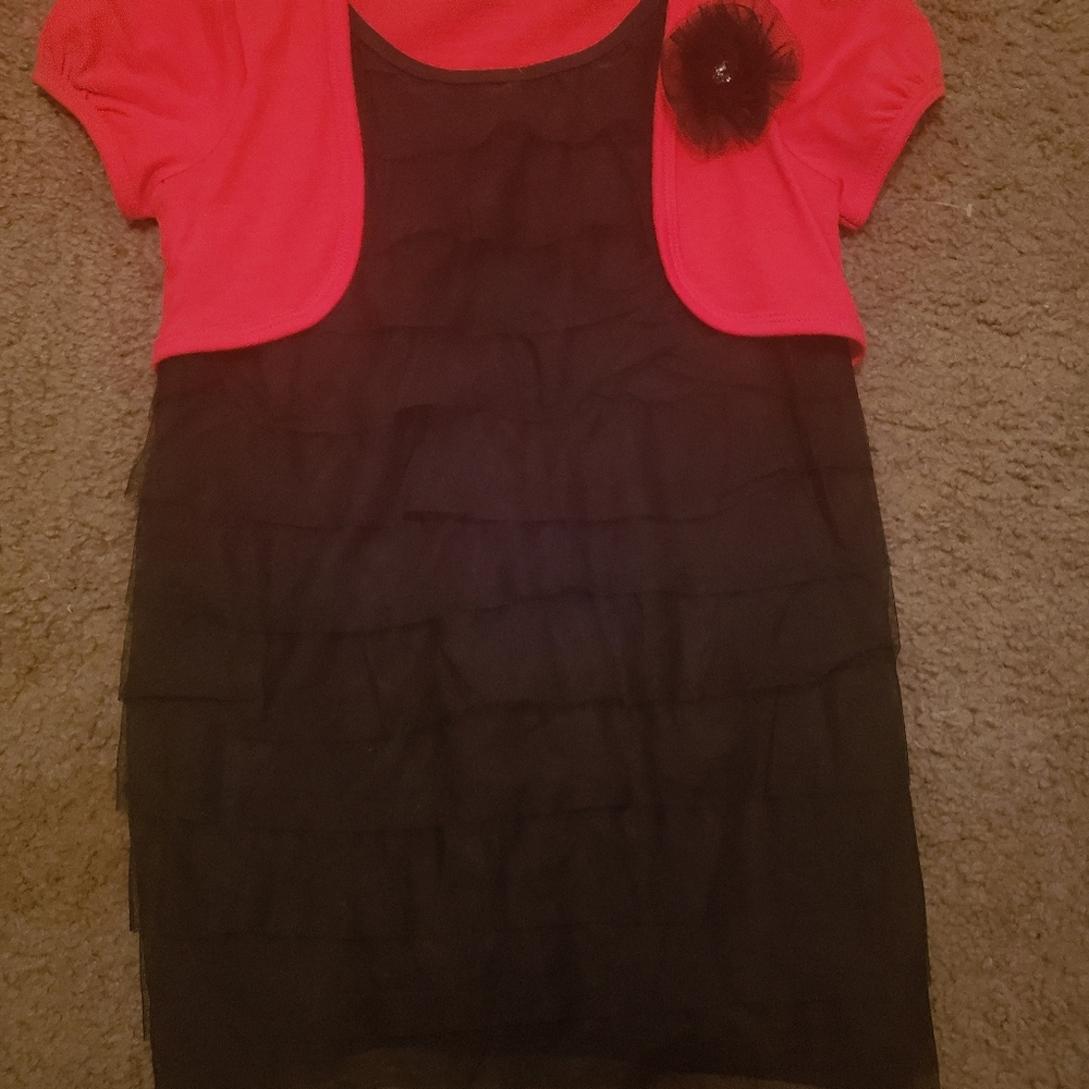 A Red and Black lace dress